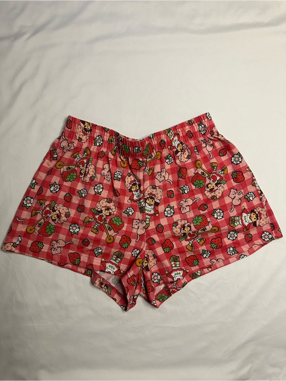 Strawberry Shortcake pink gingham pajama shorts